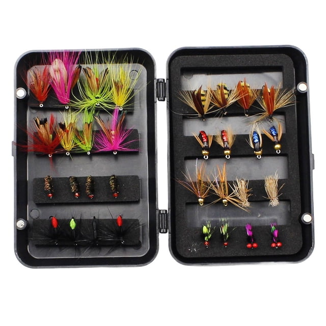 Pêche Kit de Mouches de Pêche 32/24 Pcs Fourmis Appâts Kit de Mouches de Pêche Nymphes