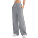 thumbnail image 1 of Pantalones Deportivos Holgados de Cintura Alta para Mujer, Gris , Talla S, 1 of 4