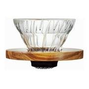 Hario V60 Glass Coffee Dripper (Size 01, Olive Wood)