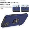 thumbnail image 3 of Case for iPhone12 6.1, Smooth Dual Layer Hard Military Phone Case with 360 Degree Ring Stand Silicone Bumper Shockproof Protective Case (Camera Protection) Magnetic Car Holder Cover-Blue, 3 of 7