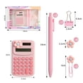thumbnail image 3 of JIhuahe Office Desk Supplies Set: 1 Calculator, 2 Pens, 4 Pushpins, 2 Bookmarks, 7 Long Tail Clips, Multifunctional Accessories Kit for Work, Study or Home Organization,Purple, 3 of 6