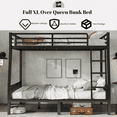 thumbnail image 4 of Heavy-Duty Metal Bunk Bed Full Over Queen with Ladder and Slats, Black, 4 of 8
