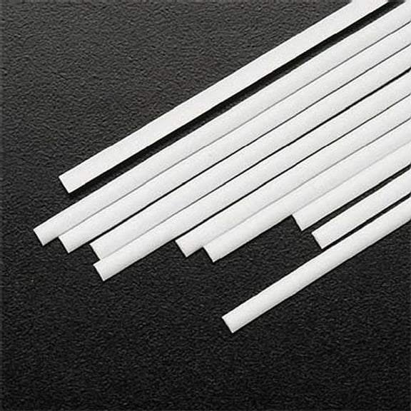 Plastruct Plastic Half-Round Rod - Pkg of 10, 0.1" Dia × 0.05" H × 10" L