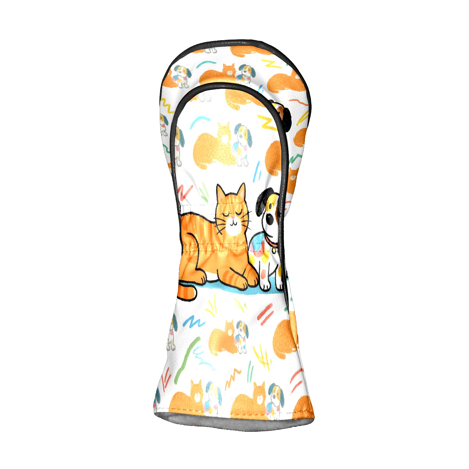 Golf Club Covers, Orange Pets Premium PU Leather Driver Hybrid Putter Head Covers with Velvet Lining, Waterproof Golf Gifts for Men Women