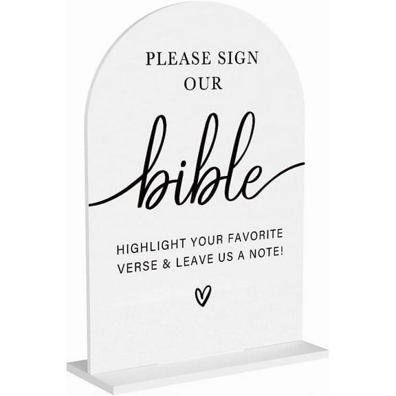 Acrylic Wedding Sign Wedding Signs for Ceremony Please Sign Our Bible Sign for Wedding Modern Calligraphy Arch Acrylic Table Top Sign for Wedding Reception and Event Party Table(white)