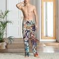 thumbnail image 2 of Pofeuu Vibrant Leopard In Flowers Print Men's Pajama Pants, Soft Lounge Pajama Pants with big pockets for Men Plaid Pj Bottoms-XX-Large, 2 of 6