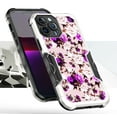 thumbnail image 2 of Case and Pouch Bundle for iPhone 14: Heavy Duty Armor Rugged Case (Purple Pink Flowers) and Vertical Rugged Nylon Belt Holster, 2 of 9