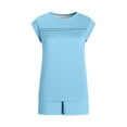 thumbnail image 5 of Tanghaowl Short Sets for Women, Casual Two Piece Outfit with Sleeveless Shorts and Pockets Comfortable Travel Jogger Set Featuring Relaxed Fit for Spring Summer Autumn Light Blue XXL, 5 of 5