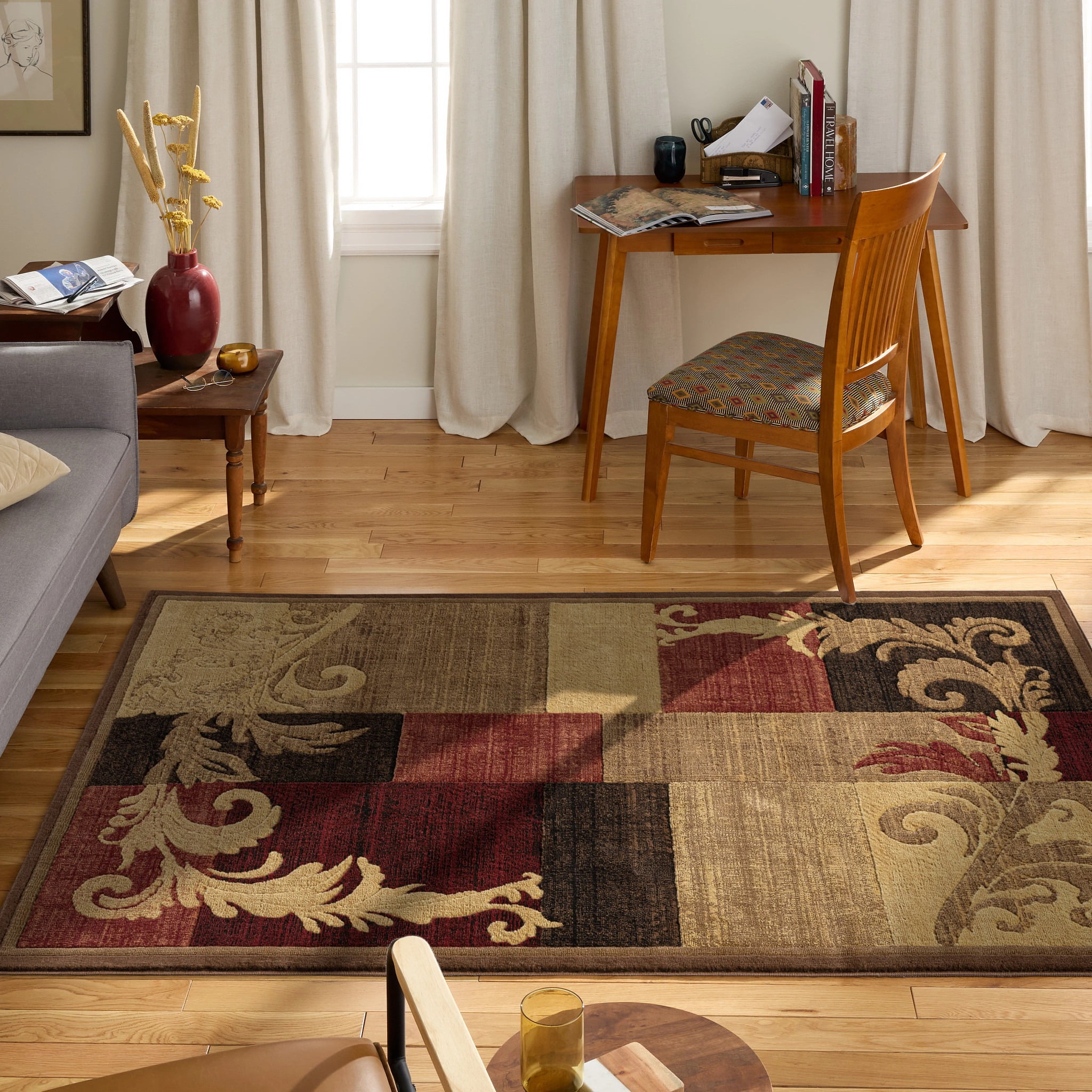 Home Dynamix Catalina Pierre Contemporary Scroll Area Rug, Brown/Red, 5'3"x7'2"