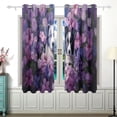 thumbnail image 2 of Dogs Flowers Floral Purple Curtains Black Out 63 Inch Length Curtains for Sliding Glass Doors Bedroom Living Room 2 Panels Set, 2 of 5