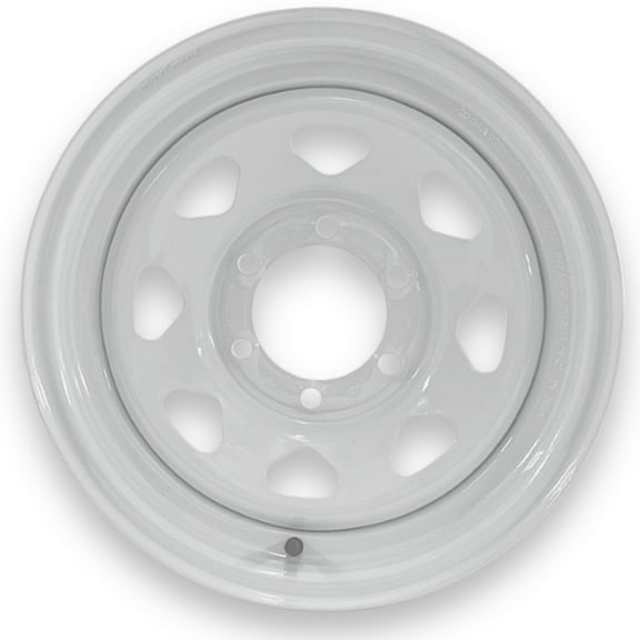 SteelMaster Steel Trailer Wheel 15x6 6 on 5.5 Bolt TR600HP White Eight Spoke