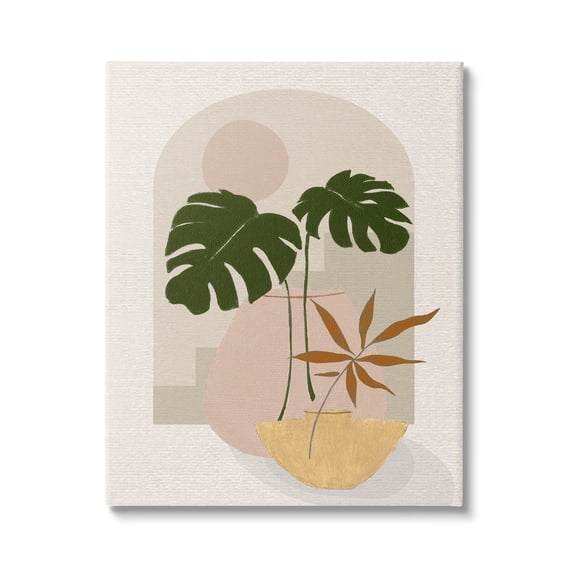 Tropical Geometric Plant Shapes Botanical & Floral Graphic Art Gallery Wrapped Canvas Print Wall Art