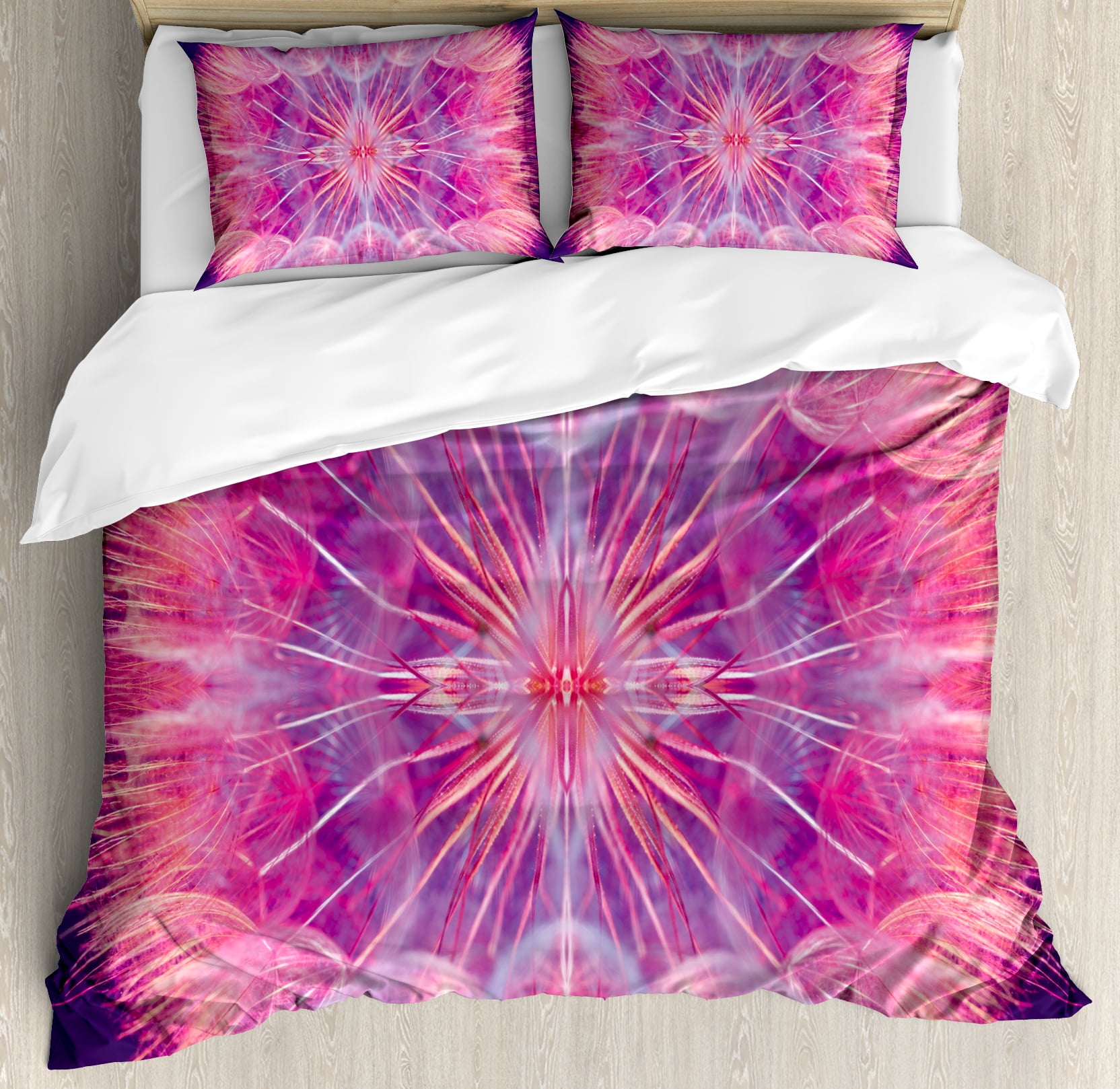 Pastel Duvet Cover Set Extreme Close Up Dandelion Flower Abstract