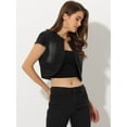 thumbnail image 3 of DARING DIVA Women's Crop Denim Cardigan Cap Sleeve Jean Jacket S Black, 3 of 6