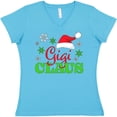 thumbnail image 3 of Inktastic Gigi Claus with Christmas Santa Hat and Snowflakes Women's V-Neck T-Shirt, 3 of 5
