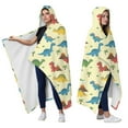 thumbnail image 2 of Wearable Blanket,LightYellow Cartoon Dinosaurs Volcanoes Palm Trees Pattern Hooded Wearable Flannel Blanket for Adults & Teens,Winter Poncho Shawl Wrap Cape Cozy Anti-Pill,60"x80", 2 of 5