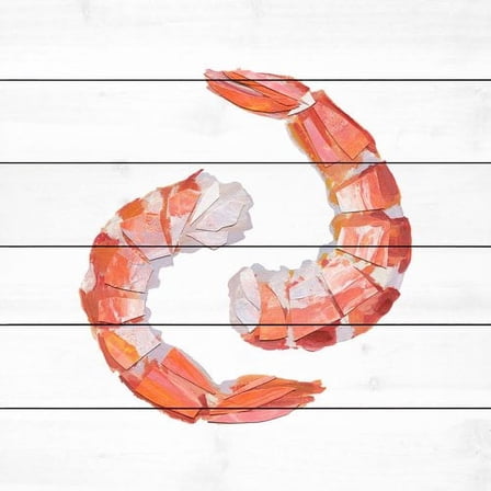 "Crevette Duo" Painting Print on White Wood