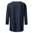 thumbnail image 4 of lcziwo Waffle Knit 3/4 Sleeve Shirt Women Tops Three Quarter Sleeve Basic Tees Solid Color Shirts Crew Neck Spring Loose Casual Tunic Blouses 2025 Navy,L, 4 of 5