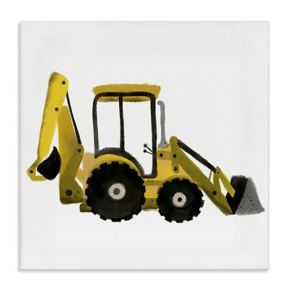 Stupell Industries Yellow Simple Bulldozer Transportation Painting Wrapped Canvas Art Print Wall Art, 17 x 17