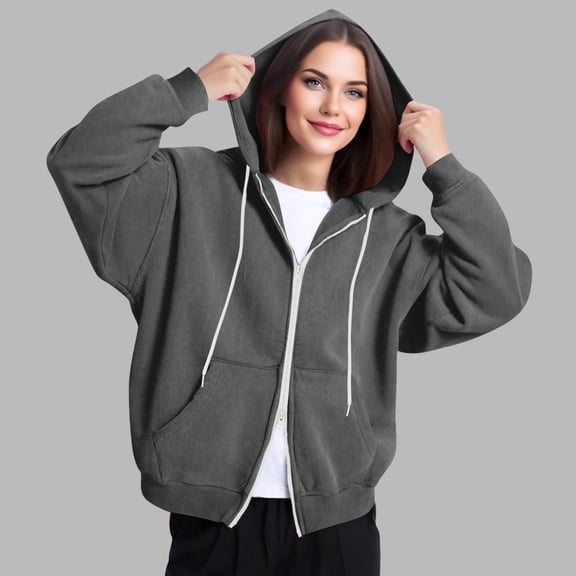 ClodeEU Women's Sweatshirt ,Casual Loose Solid Color Pocket Sweatshirts, Long Sleeved Double Zipper Hooded Top Black,Womens Plus XXL