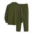 thumbnail image 5 of Men Corduroy 2 Piece Outfit Set, Collared Button Down Long Sleeve Work Shirt and Drawstring Elastic Waist Wide Leg Pants Casual Loungewear Size 2XL Army Green, 5 of 7