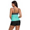 thumbnail image 3 of Women's Black/Green Ruched Ties Side Push Up Tankini Top, 3 of 6