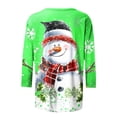 thumbnail image 5 of JURANMO Today's Deals Of The Day Womens Christmas 3/4 Sleeve Shirts 2024 Crewneck Tunic Tops Cute Snowman Print Tshirt Loose Casual Pullover Blouses Green XL, 5 of 6