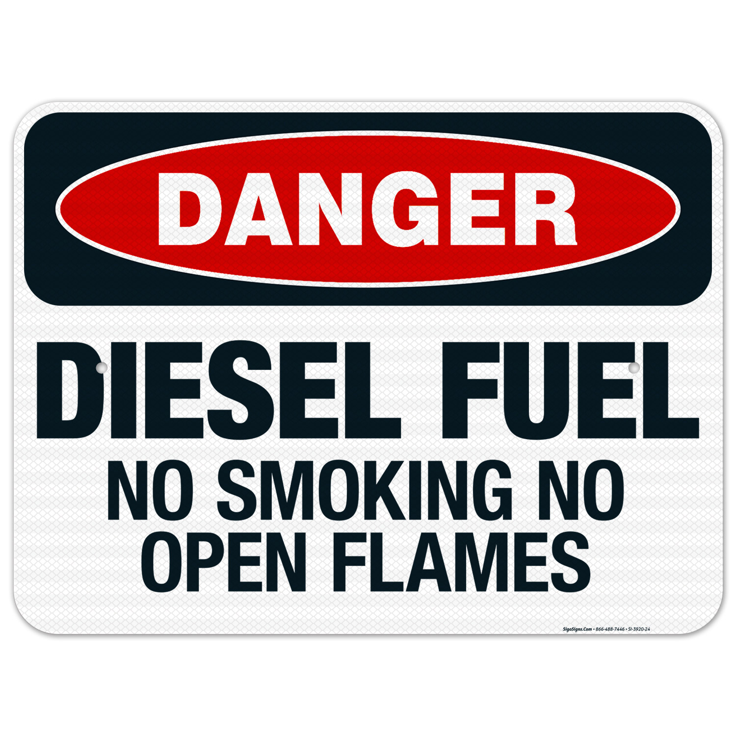 Diesel Fuel No Smoking No Open Flames Sign, OSHA Danger Sign, 18x24 ...