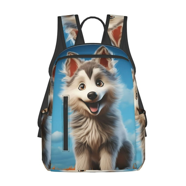 Disketp Blue Sky Cute Wolf Mochila Ligera e Impermeable, Mochila de Día Resistente para Viajes, Senderismo y Uso Diario para Hombre y Mujer