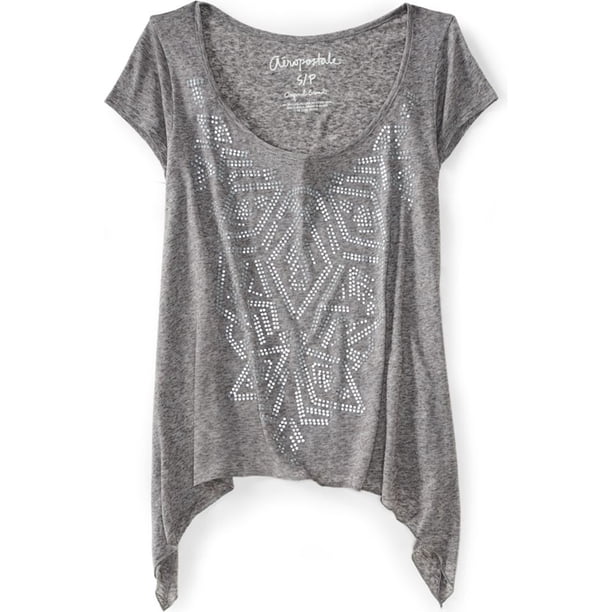 Aeropostale Tribal Burnout Camiseta gráfica para mujer, gris, XS