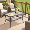 thumbnail image 5 of QISHENSHUI Outdoor Coffee Table with Storage Wicker Patio Coffee Table, Tempered Glass Top Coffee Table for Patio Outside Balcony Porch Deck (Brown), 5 of 6