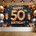 thumbnail image 5 of Decorative Design Happy Birthday Banner Balloon Decoration 50th Birthday Party Banner for Birthday Celebration Event Decoration Indoor Party, 5 of 7