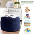 thumbnail image 4 of Round Stuffed Pouf Ottoman, Corduroy Poufs with Foam Chunk Filling, Furry and Fluffy Pouf Foot Stool Storage Ottoman, 20 X 15 Floor Poufs Foot Rest for Living Room, Navy, 4 of 12