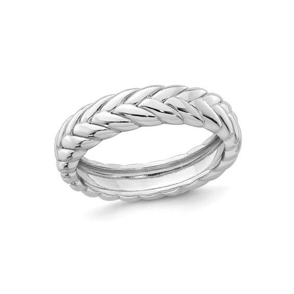 Gem & Harmony Sterling Silver Polished Braided Ring Band (5.00mm Thick) for Women