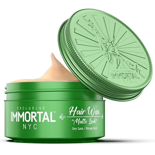 Cera para el cabello Immortal NYC Matte Look 1 Proporciona un acabado mate de fijación fuerte, aspecto natural, volumen adicional, control durante todo el día y se lava fácilmente.