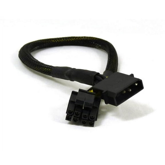 AYA 12" 4-Pin Molex Male to 8pin (4 4Pin Detachable) EPS-12V Converter Adapter Black Sleeves
