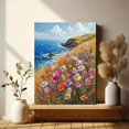 thumbnail image 6 of UXIEQU 2D Flat Coastal Wildflower Canvas Wall Art, Seaside Summer Beach Landscape Print, 15.75x11.81 Inches Nature Home Decor, 6 of 8