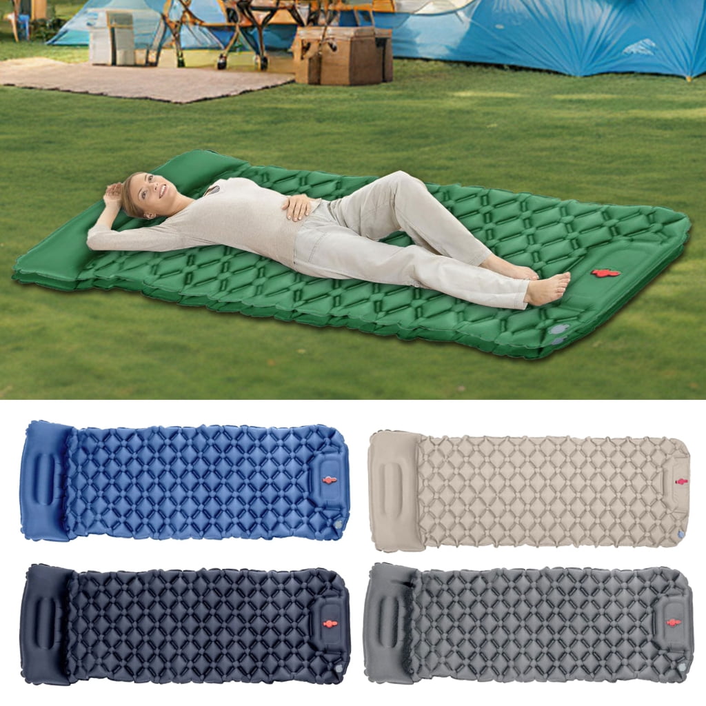 Hiking Sleep Pad with Pillow Outdoor Inflatable Mattress Backpacking Air Mattress Quick Inflation Folding Bed