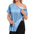 thumbnail image 2 of Easy Wear Post Surgery Shirts for Women Tear Away Side Velcro Closure Short Sleeve Adaptive Clothing 2026 Sky Blue 2XL, 2 of 9