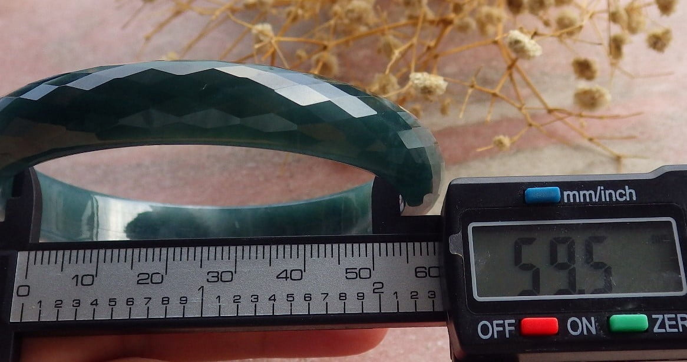 Icy Green Natural A JADE Jadeite Dia Cut Bangle Bracelet 59 mm 682912 TN