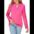thumbnail image 3 of Blusa Elegante de Encaje con Cuello en V para Mujer, Larga, con Ojales, Estilo Floral para Fiestas. Rosa Roja L, 3 of 6