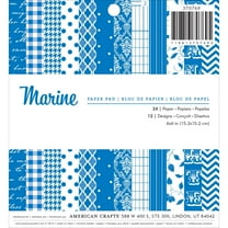 American Crafts Paper Pad 6"X6" 24/Pkg-Marine, 12 Designs/2 Each, Pk 3