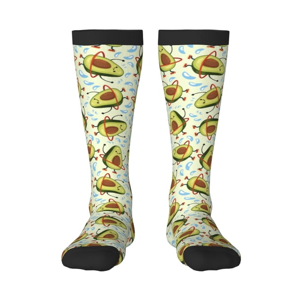 Fotbe Avocado Doing Sport Calcetas Divertidas Estampadas para Hombre y Mujer, Calcetas de Algodón hasta la Rodilla para Caminar, Correr, Enfermería y Embarazo