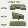 thumbnail image 6 of Ktaxon 120" W Sectional Sofa U Shaped Couch with Double Chaise Chenille Sleeper Set with 3 Oversized Seats Olive Green, 6 of 10
