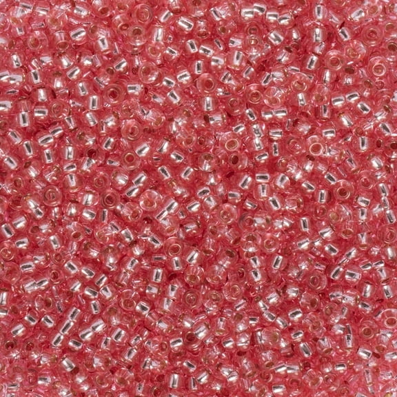 John Bead Czech Glass Seed Beads 10/0 (24g) Pink Silver Lined Bead