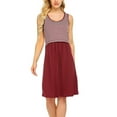 thumbnail image 5 of Yteetum Red Dress Women's Nursing Dress Solid Color Striped Pregnancy Clothes Fashion Crew Neck Summer Nursing Dress For Women, 5 of 5