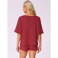 thumbnail image 4 of DARING DIVA Waffle Knit Pajama Loungewear 2 Pieces Lounge Sets M Red, 4 of 6