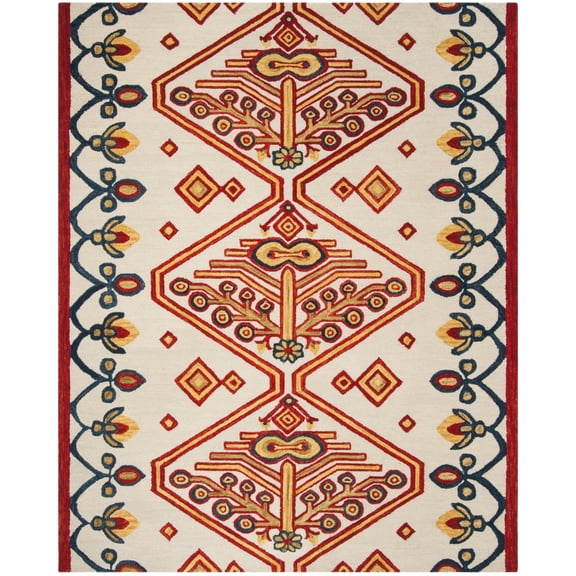 SAFAVIEH Aspen Eirann Southwestern Wool Area Rug, Ivory/Multi, 7' x 7' Round