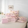 thumbnail image 5 of Homewish Pink Yellow Bowknot Bedding Comforter Set 7pcs for Child, Kawaii Princess Ribbon King Bedding Sets, Dreamy Bow-tie Reversible Bed Sheets, Ultra Soft Bedroom Decor, 5 of 7