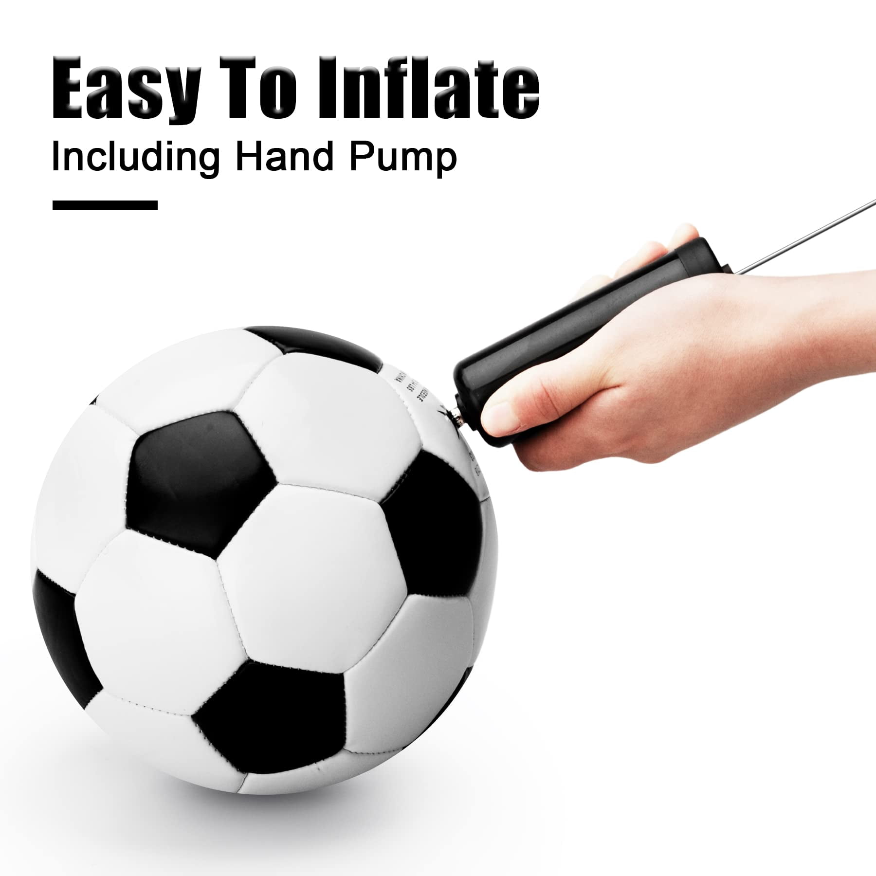 Durable Size 3 Soccer Ball with Pump Included, Deflated Indoor Outdoor Soccer Ball for Youth, Boys, Girls & All Ages